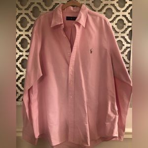 Mens Ralph Lauren Pink button down dress shirt.